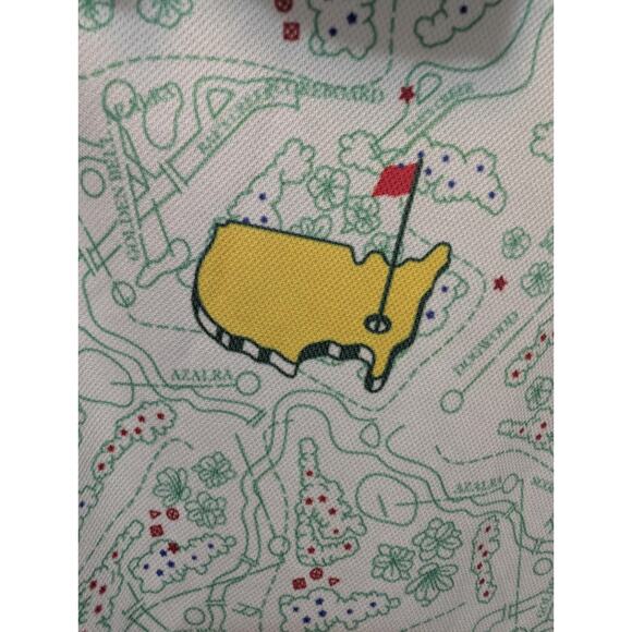 Golf Course Pattern Polo Shirt Men's Size XL White Green Athletic Short Sleeve - Picture 2 of 7